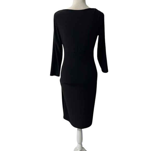 Ralph Lauren Black 3/4 Sleeve Faux Wrap Sheath Dress Size‎ 6 - Picture 3 of 8